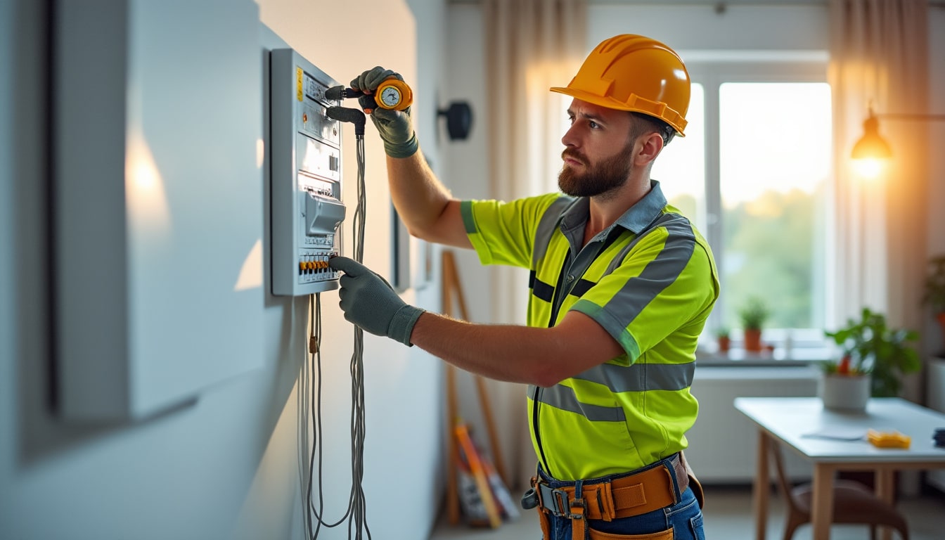 Illustration: Hauteur recommandée pour installer un tableau électrique selon la norme