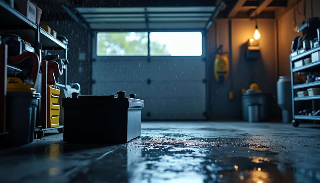 Illustration: Comprendre les enjeux du stockage d’une batterie lithium dans un garage exposé à l’humidité