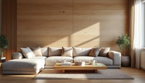 Salon avec un mur en lambris moderne : styles et conseils déco