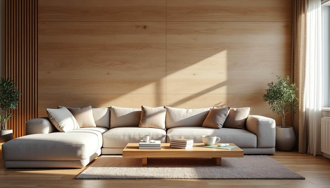 Salon avec un mur en lambris moderne : styles et conseils déco