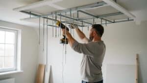 Poser un plafond suspendu avec suspentes et fourrures