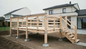 Schéma d’une terrasse en bois sur pilotis